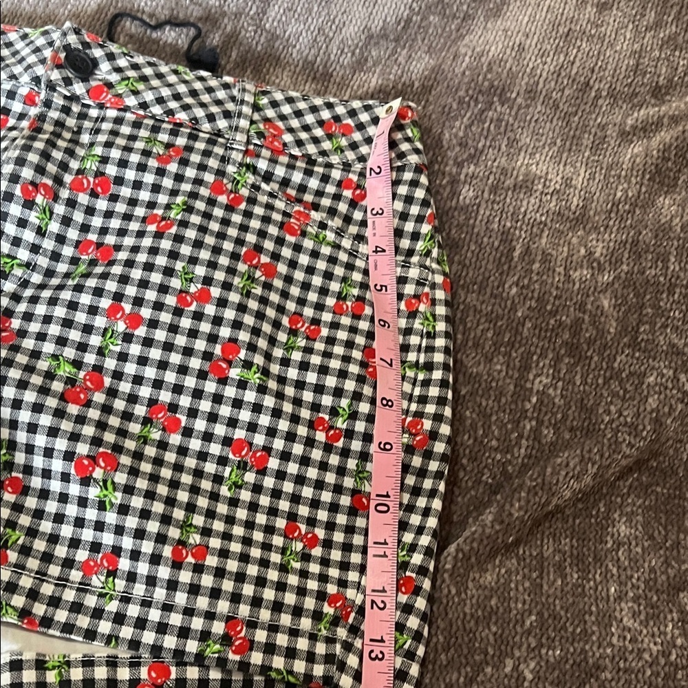 Bagatelle Black and White Gingham Cherry Print Shorts 12 - Picture 5 of 5